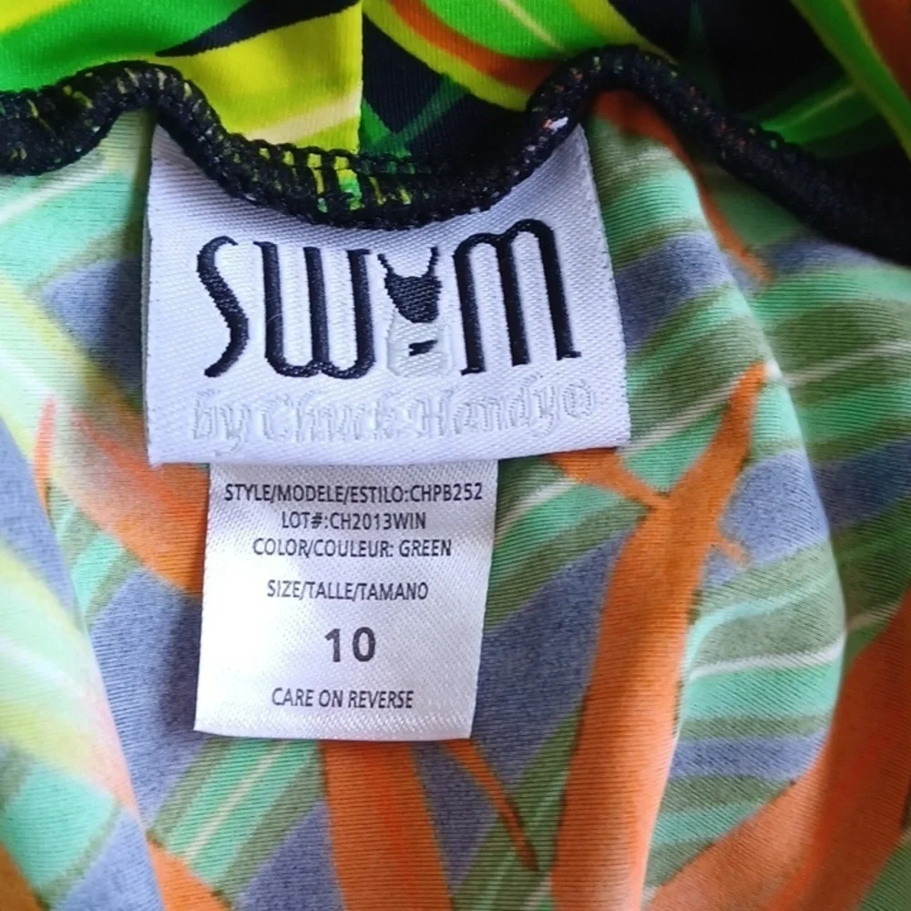 Swim by Chuck Handy Palm Print Swimsuit Sarong Skirt,sz 10